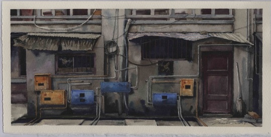 趙波，《 2013 風景 NO.37》，18.5x37cm， 紙本水彩

