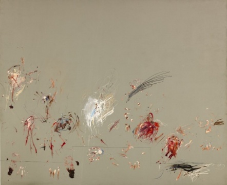 賽?托姆布雷，《無題》，布面、油、蠟筆、鉛筆，206×253cm，1964，圖片來源：Sotheby's
