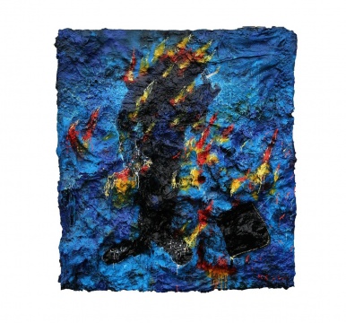 ?何工  《怒拾財(cái)》  布面油彩及綜合媒材  207×187×25cm  2014
