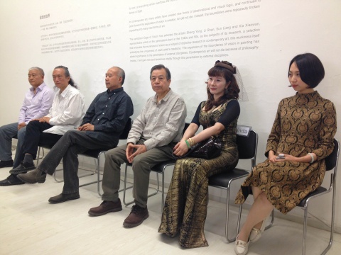 展覽開幕前新聞發(fā)布會 嘉賓分別為夏小萬、孫良、李山、尚揚、Linda、王一妃（自左向右）
