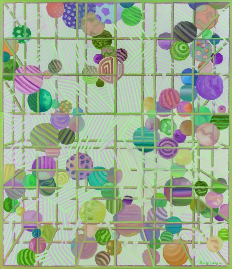 《球籠》，布面油畫，290X250cm，2013
