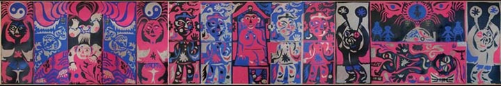 《醒.幻.夢(mèng)》，剪紙、拼貼、三聯(lián)畫，1985年
