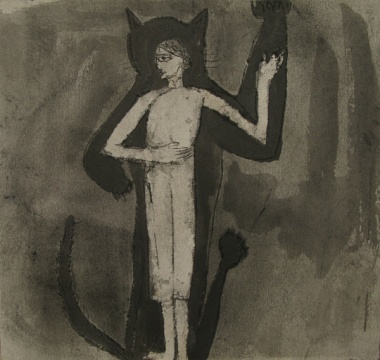 《演戲-紙本厚卡系列之十》紙本版畫(huà) 20x20cm 2008年

