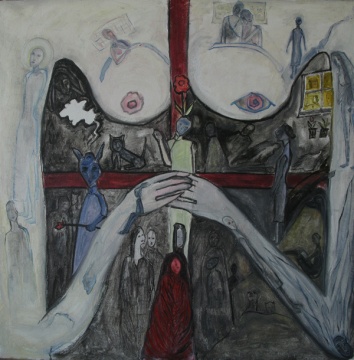 《唱戲-十字架系列之一》布面油畫(huà) 80x80cm 2008年
