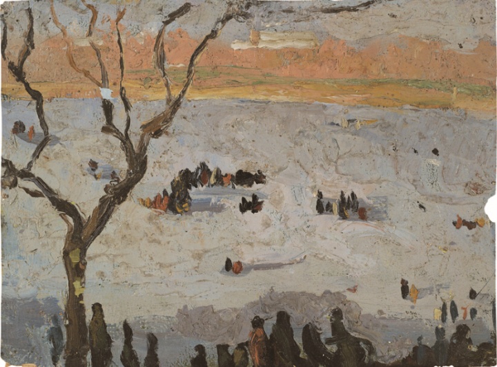 《冰場(chǎng)》 19×26cm 紙面油畫 1972
