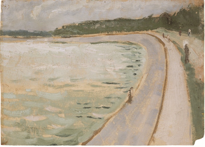 《陰云下的玉淵潭》 19x27cm 紙上油畫 1973
