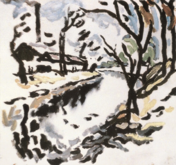 《冬天的河》 30×35cm 紙面油畫 1981
