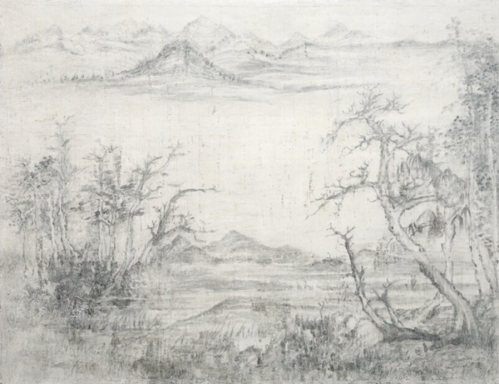《江深草閣圖》 200×265cm 綜合材料 2008
