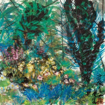 林風(fēng)眠紙本設(shè)色作品《花園一角》，成交價437萬

