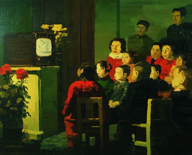 仇曉飛 《看電視》 250×200cm 布面油畫 2004

