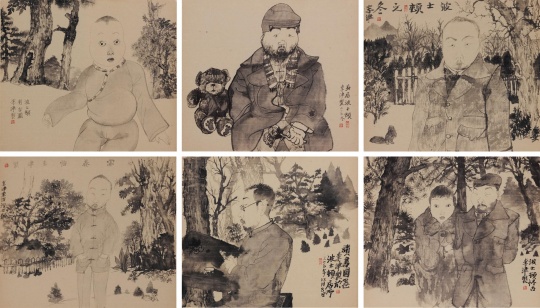 李津?《春行詩波士頓組畫》 38×45 cm.×6（約1.5平尺） 水墨紙本?2010
