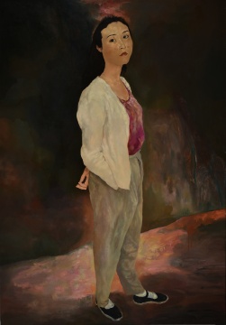 毛焰 《古典女子》 布面油畫   200×140cm  1994  
