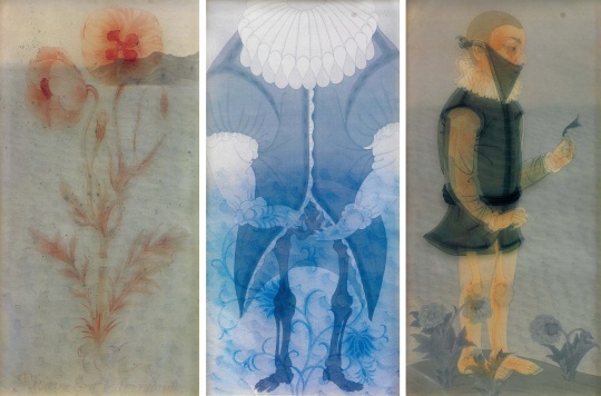 郝量 《科學(xué)的世界》100×50cm×3 絹本水墨    2009
