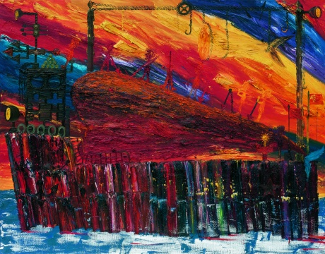 歐陽春 《捕鯨船（二）》 220×280cm  布面油畫   2006  
