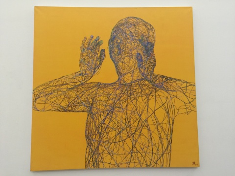  《吶喊》  150x150cm   布面丙烯  2013