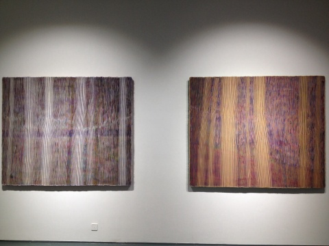 鞠婷 《無(wú)題013015》、《無(wú)題010615》 152×182cm×2 木板丙烯 2014
