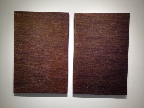 遲群 《向中間-黃紫NO.1》、《向中間-黃紫NO.2》 150×100cm×2 布面油畫(huà) 2015
