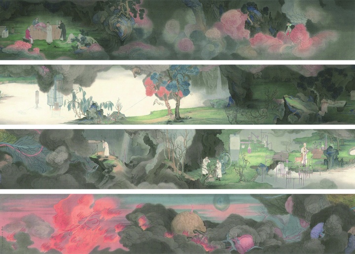 郝量 《云記》 手卷重彩絹本 45x1200cm  2012-2013

