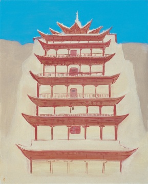 《莫高窟九層樓》   50cm×40cm  布面油畫  2010
