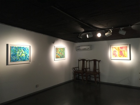 二樓展廳的水彩作品

