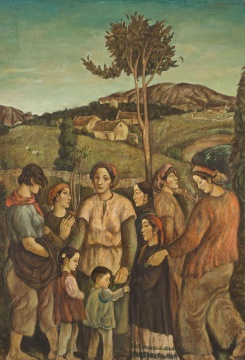 Lot 1065  葉永青《牧羊村的姐妹們》184.5 x 126.5 cm 油畫畫布  1984 估價(jià)：400-600萬港元
