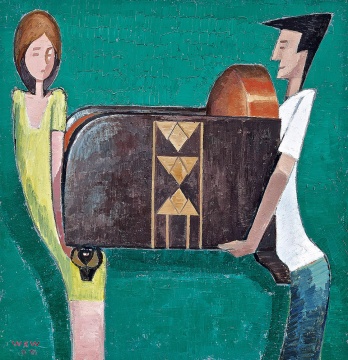 Lot 730  王興偉《移動的沙發(fā)》100 x 93.5 cm 油畫畫布  2006  估價(jià)：75-100萬港元
