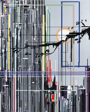 Lot 1042 劉韡《紫氣系列F1》220 x 180 cm 油畫畫布  2008 估價(jià)：180-250萬港元
