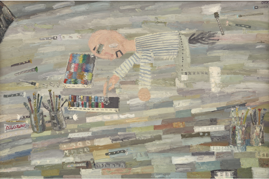 Lot 714  王光樂《畫家狗》200 x 300 cm 油畫畫布  2004 估價(jià)：40-50萬港元
