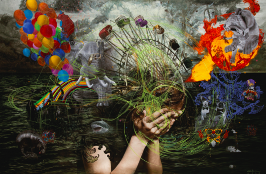 羅納德·溫杜拿《光環(huán)》235 x 366 cm 油畫畫布  2013  估價(jià)：90-150萬港元  
