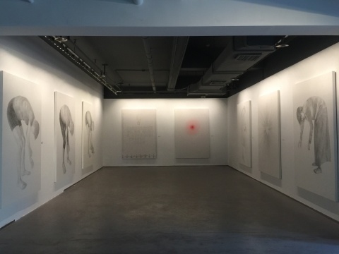 小展廳內(nèi)的素描作品
