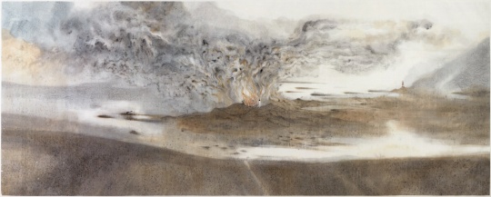  《我燒了自己的房子背朝大海再不回來(lái)》145×370cm 紙本設(shè)色  2013
