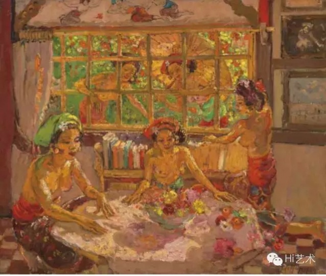 勒邁耶·德·莫赫普赫斯 《屋里和窗邊的峇里女子》 73×89cm 布面油畫 估價：400-500萬港幣
