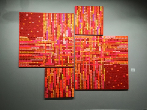 丁乙    《十示2008-22》   兩幅各150×150cm、兩幅各80×80cm   成品布上丙烯  2008
