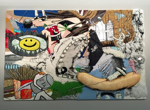 徐震 《蔓延 B-038》   351×225cm  布面拼貼、布、輔料   2010
