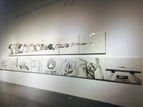 陳陳陳作品 紙本手繪作品《魚魚》（上）、針尖筆畫《惡性循環(huán)》（下）