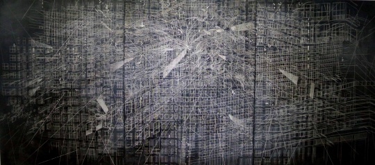 周杰《沒(méi)有空氣的城市》200×450cm 布面油畫(huà) 2013
