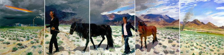 《青藏鐵路》（五聯(lián)畫） 250x1000cm 布面油畫 2007
