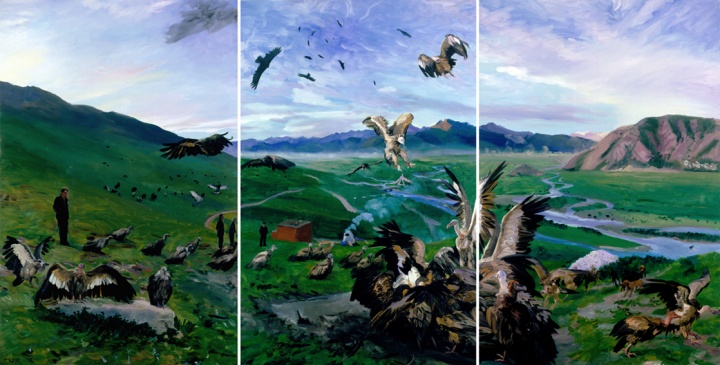 《天葬》300x600cm 布面油畫 2007
