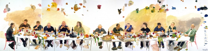 《吃完了再說(shuō)》（五聯(lián)畫） 250x1000cm 布面油畫 2008 
