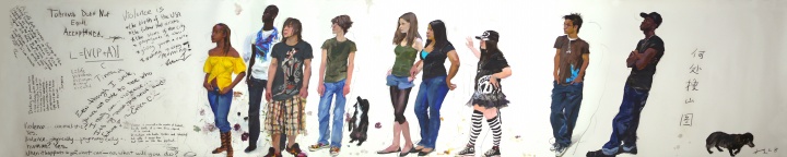 《何處搜山圖》150x750cm 紙上丙烯 2008
