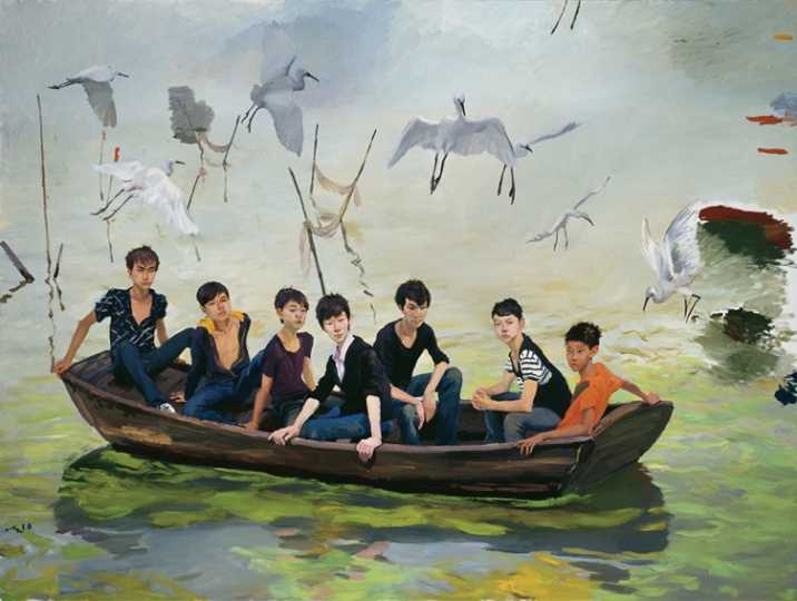 《入太湖》 300x400cm 布面油畫 2010
