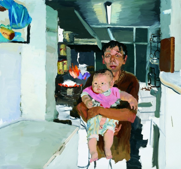 《樹軍和他的胖兒子》 140x150cm 布面油畫 2010
