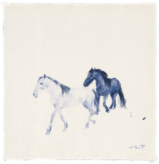 《藍(lán)色 3》50 x 50 cm 紙上丙烯 2015
