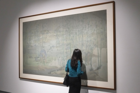 郝量  《竹林中》  175×300cm   絹本重彩   2014
