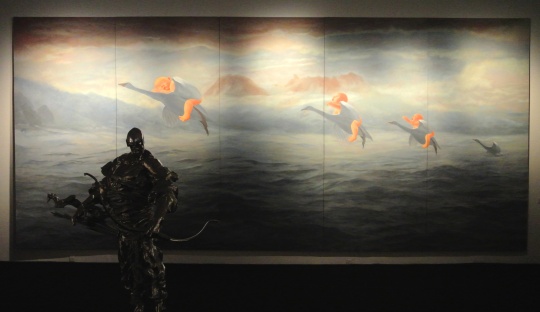 方力鈞《2004/2006.5.1》 175×400cm 布面油畫 2004
