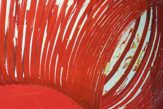 冷光敏  《紅色內(nèi)部的彈簧》局部   150×200cm   布面綜合材料   2015
