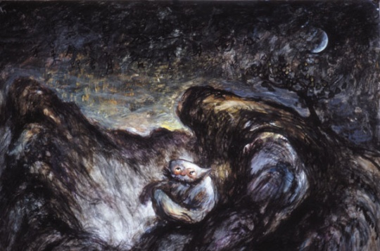 《荒山幽靈之野鬼》75×55cm 水粉 1983