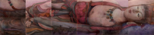 《臥觀音》色粉 110×448cm 2015
