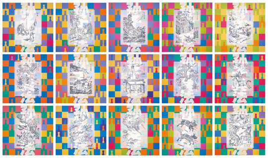 《孫子兵法--孫武》 146×146cm×15 布面丙烯  2006
