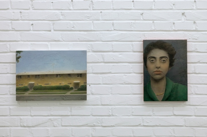 《戴安·阿勃斯與街景》 36.5×25.5 cm（戴安 piece of portrait）, 42×30 cm（街景 piece of landscape）木板上油畫 2015

